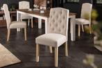 Elegante stoel CASTLE beige met Chesterfield stiksels in, Ophalen of Verzenden, Nieuw