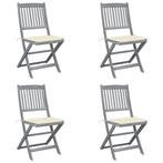 vidaXL Tuinstoelen 4 st inklapbaar met kussens massief, Tuin en Terras, Tuinstoelen, Verzenden, Nieuw, Hout