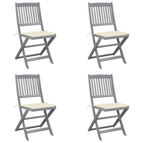 vidaXL Tuinstoelen 4 st inklapbaar met kussens massief, Tuin en Terras, Tuinstoelen, Nieuw, Hout, Verzenden