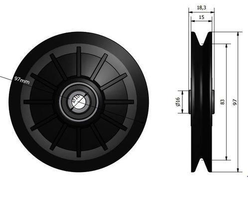Kunststof schijf met  bus 97mm, Doe-het-zelf en Verbouw, IJzerwaren en Bevestigingsmiddelen, Verzenden