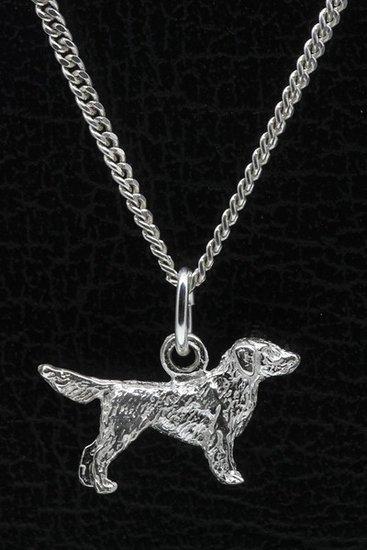 Zilveren Flat coated retriever ketting hanger - klein, Sieraden, Tassen en Uiterlijk, Kettinghangers, Verzenden