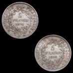 Frankrijk. 5 Francs 1848-A y 1876-A Hercule (2 monedas)