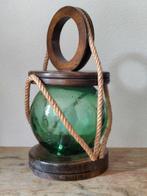 Lamp - - Handgemaakte tafellamp met vintage groen glazen bol
