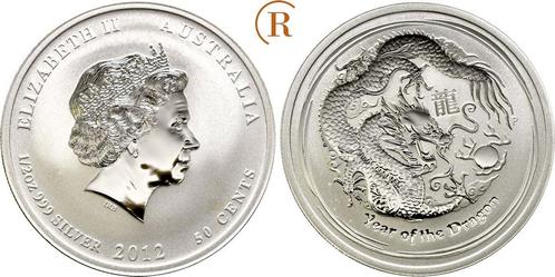 50 Cent Lunar Jahr des Drachen 1/2 Unze Feinzilver 2012 A..., Postzegels en Munten, Munten | Amerika, Verzenden