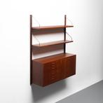 Vintage Deense wandkast in teakhout, Gebruikt, 100 tot 150 cm, Teakhout, Minder dan 150 cm
