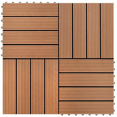 vidaXL WPC Tegels 30x30cm 11 stuks 1m2 bruin, Doe-het-zelf en Verbouw, Vloerdelen en Plavuizen, Nieuw, Verzenden