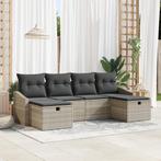 vidaXL 6-delige Tuinbankenset met kussens poly rattan, Verzenden, Nieuw, Rotan
