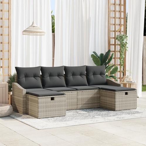vidaXL 6-delige Tuinbankenset met kussens poly rattan, Tuin en Terras, Tuinsets en Loungesets, Nieuw, Rotan, Verzenden