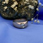 Rosé gouden solitair ring met diamant, Gebruikt, Overige kleuren, 19 tot 20, Ophalen of Verzenden