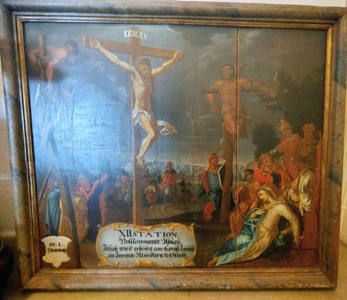 Duitse school (XVIII) - The Crucifixion with the Thieves -, Antiek en Kunst, Kunst | Schilderijen | Klassiek