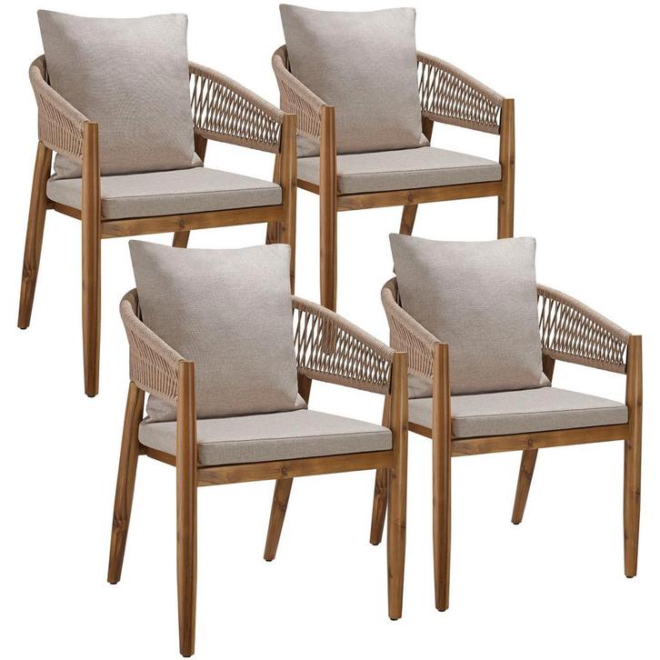 Tuinstoel Manacor, ropedesign - zandkleur, Set van 4, Tuin en Terras, Overige Tuin en Terras, Verzenden
