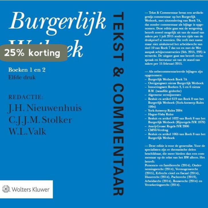 Burgerlijk wetboek boek 1 en 2 set 3 ex / Tekst & Commentaar, Boeken, Wetenschap, Gelezen, Verzenden