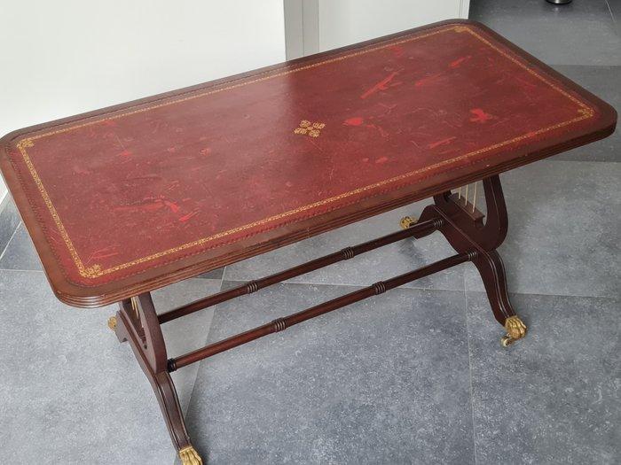Salontafel - unieke salontafel in mahonie met lederen -, Antiek en Kunst, Curiosa en Brocante