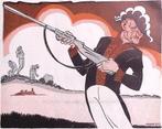Spotprent over drijfjacht te Helmond (lijst optie, Lithos), Antiek en Kunst, Verzenden