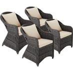 4 luxe wicker fauteuils met kussens - grijs, Tuin en Terras, Verzenden, Nieuw