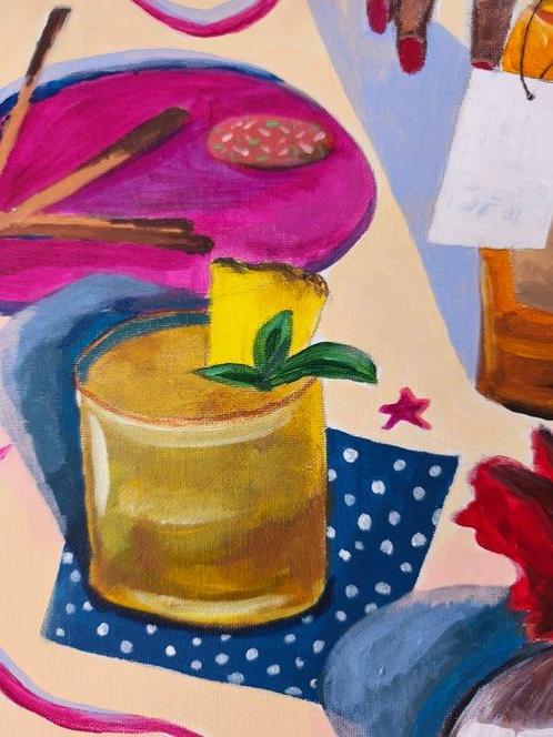 Elena Pizzichelli - La festa appena cominciata è già finita, Antiek en Kunst, Kunst | Schilderijen | Modern