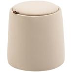 TRUUSK Ottoman Ronde Zitkruk Met Opbergruimte In Beige Fluwe, Verzenden, Nieuw
