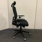 Ergo- bureaustoel met hoofdsteun, zwarte gaasrug - zwart