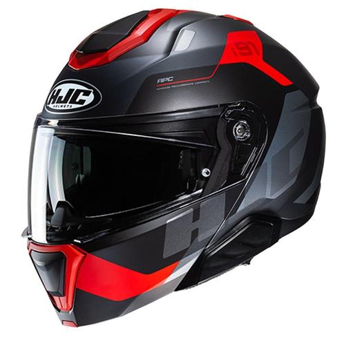 HJC i91 Carst Zwart Rood Systeemhelm, Motoren, Kleding | Motorhelmen, Systeemhelm, Heren, XXL, Nieuw met kaartje, HJC, Verzenden