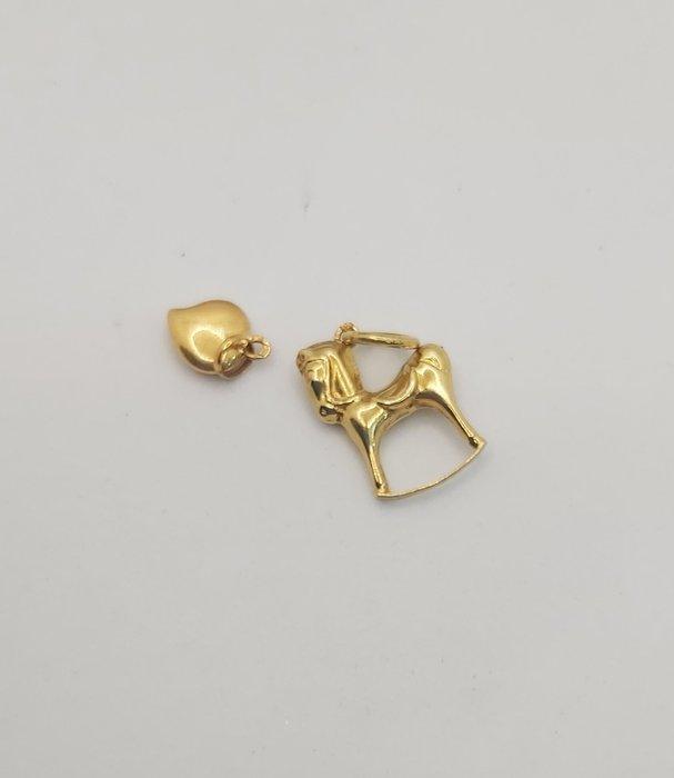 Zonder Minimumprijs - Hanger - 19.2 kt. Geel goud - Paard en, Sieraden, Tassen en Uiterlijk, Antieke sieraden