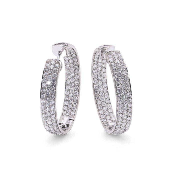 Oorbellen 18kt witgoud diamanten oorringen, 6,80 ct. totaal, Sieraden, Tassen en Uiterlijk, Oorbellen