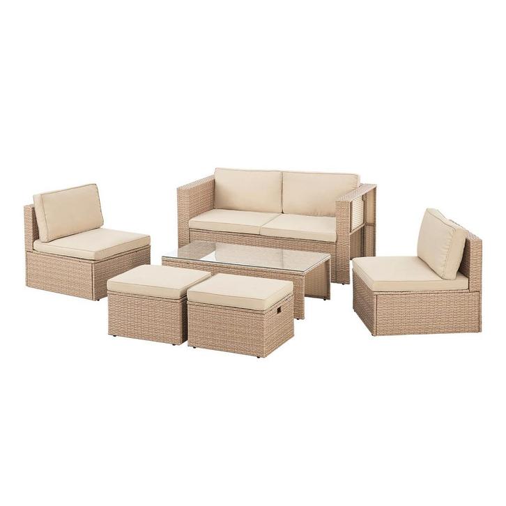 Polyrotan Loungeset / Tuinset Salou - Crème - Incl. Kussens, Tuin en Terras, Tuinsets en Loungesets, Nieuw, Verzenden