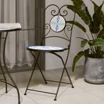 vidaXL Bistrostoelen 2 st inklapbaar keramiek blauw en wit, Tuin en Terras, Tuinstoelen, Verzenden, Nieuw