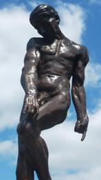 sculptuur, adam bronzen sculptuur - 88 cm - bronze marble, Antiek en Kunst