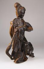Chinese Carved Tiger Eye Lady Statue Sculpture Kwanyin -