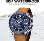 Tyme Florence Heren Horloge - 45mm Blauw/Bruin - Horloges, Ophalen of Verzenden, Zo goed als nieuw