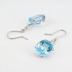 Oorbellen - 18 karaat Witgoud Topaas - Diamant, Sieraden, Tassen en Uiterlijk, Oorbellen, Nieuw