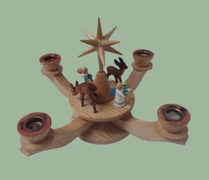 Kerstbeeldje - Erzgebirge adventskandelaar met 2 engelen, 2, Diversen, Kerst