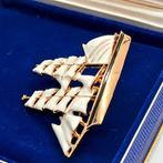 925 zilver. Met de hand geëmailleerd. - Broche - Zeilschip.