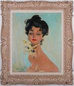 Jean-Gabriel Domergue (1889-1962) - Stacia, Young Woman with, Antiek en Kunst, Kunst | Schilderijen | Klassiek