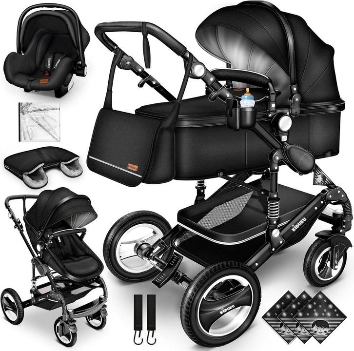 Kinderwagen 3 in 1 - Buggy - Wandelwagen - Kinderbuggy - Zwa, Kinderen en Baby's, Kinderwagens en Combinaties, Zo goed als nieuw
