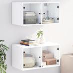 vidaXL Wandkasten met glazen deuren 2 st 68,5x37x35 cm wit, Verzenden, Nieuw