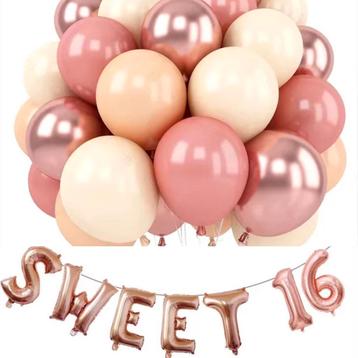 Sweet 16 decoratie set rose goud met diverse ballonnen beschikbaar voor biedingen