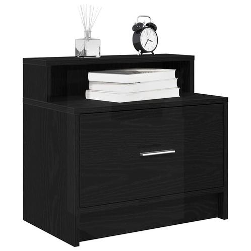 vidaXL Nachtkastjes 2 st met lade 51x31x47 cm zwart, Huis en Inrichting, Slaapkamer | Nachtkastjes, Nieuw, Hout, Verzenden