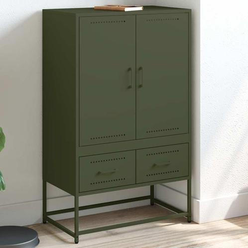 vidaXL buffetkast 68x39x111,5 cm staal olijfgroen, Huis en Inrichting, Kasten | Buffetkasten, 25 tot 50 cm, Nieuw, Metaal, 100 tot 150 cm