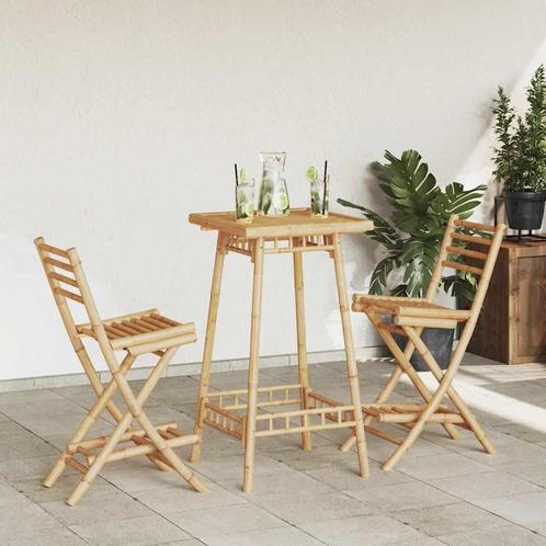 vidaXL 3-delige Barset voor buiten opvouwbaar bamboe, Tuin en Terras, Tuinsets en Loungesets, Nieuw, 2 zitplaatsen, Hout, Verzenden