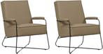 Taupe leren moderne design stoels - Toledo Leer Mocca (taup, Huis en Inrichting, Fauteuils, Nieuw, Ophalen of Verzenden, 50 tot 75 cm