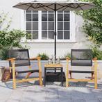 vidaXL 3-delige Bistroset poly rattan en massief acaciahout, Tuin en Terras, Tuinsets en Loungesets, Verzenden, Nieuw, Rotan