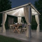 vidaXL Prieel met gordijn en LED-lichtslinger 3x3 m, Verzenden, Nieuw