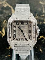 Cartier Santos - Nieuw WSSA0018 - Iced Out - Diamonds, Sieraden, Tassen en Uiterlijk, Overige merken, Staal, Staal, Polshorloge