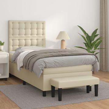 vidaXL Boxspring met matras kunstleer crèmekleurig 100x200 beschikbaar voor biedingen