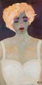 C.M (XX) - Vrouw in witte jurk, Antiek en Kunst