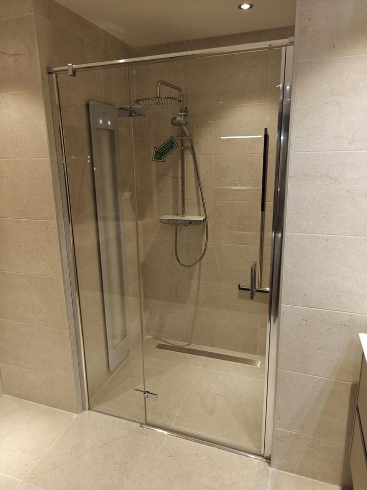 Douchedeur nis ca. 120cm helder antikalk glas - 0006, Doe-het-zelf en Verbouw, Sanitair, Douche, Nieuw, Chroom, Glas, Ophalen