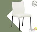 Leren eetkamerstoel Basic - Hermes Bianco (gebroken wit) -, Huis en Inrichting, Stoelen, Wit, Nieuw, Leer, Ophalen of Verzenden