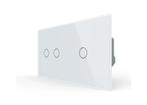 Livolo Touchscreen Schakelaar 2+1 | Wit Glas | Puls |, Doe-het-zelf en Verbouw, Elektra en Kabels, Ophalen of Verzenden, Nieuw