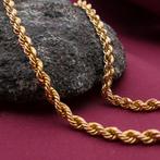 Gouden gedraaide schakel ketting | 48,5 cm, Sieraden, Tassen en Uiterlijk, Kettingen, Ophalen of Verzenden, Gebruikt, Overige kleuren